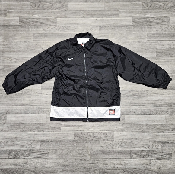 Vintage 90s Team Nike Sport White Tag Black Windbreaker Jacket Youth L Adult S/M - Picture 1 of 12